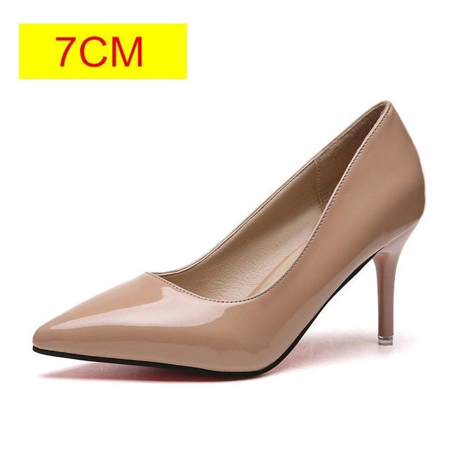 Plus Size 34-44 HOT Women Shoes Pointed Toe Pumps Patent Leather Dress  High Heels Boat Shoes Wedding Shoes Zapatos Mujer