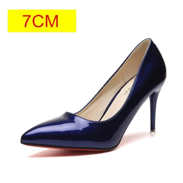 Plus Size 34-44 HOT Women Shoes Pointed Toe Pumps Patent Leather Dress  High Heels Boat Shoes Wedding Shoes Zapatos Mujer
