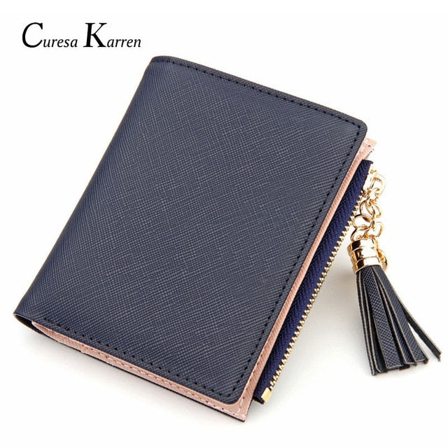 New hot ladies casual simple fashion leather wallet tassel love decoration cute multi-function wallet free shipping credit card