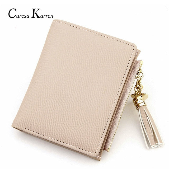 New hot ladies casual simple fashion leather wallet tassel love decoration cute multi-function wallet free shipping credit card