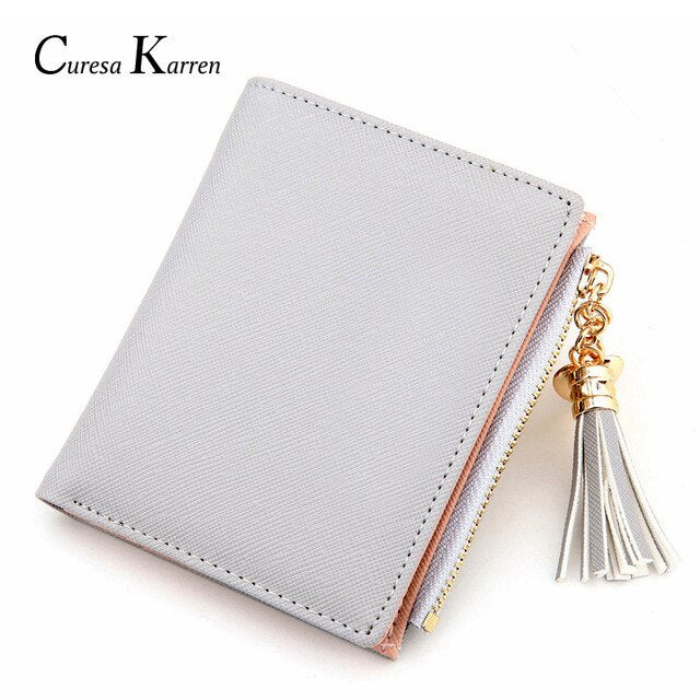 New hot ladies casual simple fashion leather wallet tassel love decoration cute multi-function wallet free shipping credit card
