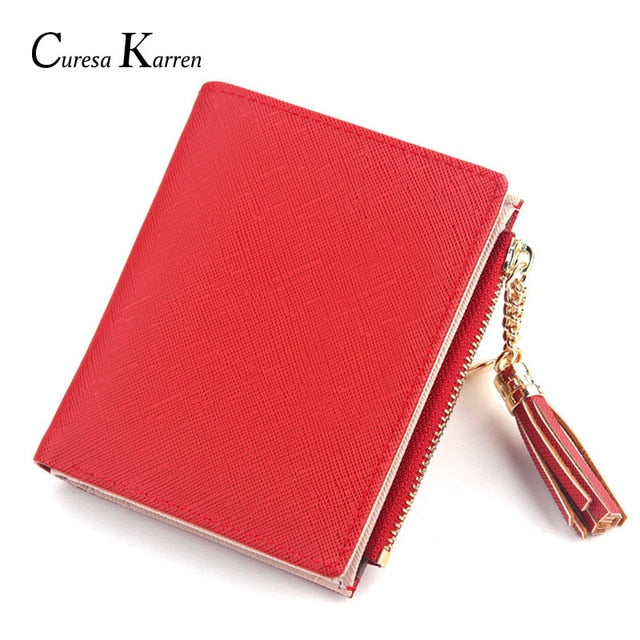 New hot ladies casual simple fashion leather wallet tassel love decoration cute multi-function wallet free shipping credit card