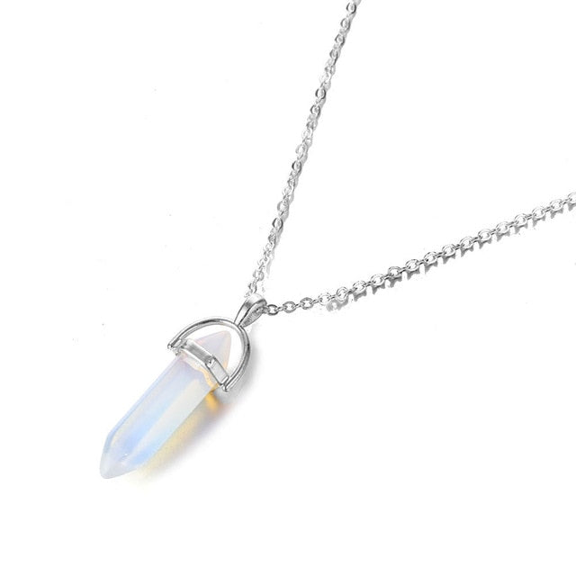 IPARAM Fashion Trend Crystals Necklace Bohemian Hexagon Opal Pendant Necklace Female Hexagon Crystal Necklace Gift 2020 NEW