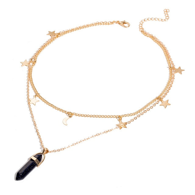 IPARAM Fashion Trend Crystals Necklace Bohemian Hexagon Opal Pendant Necklace Female Hexagon Crystal Necklace Gift 2020 NEW