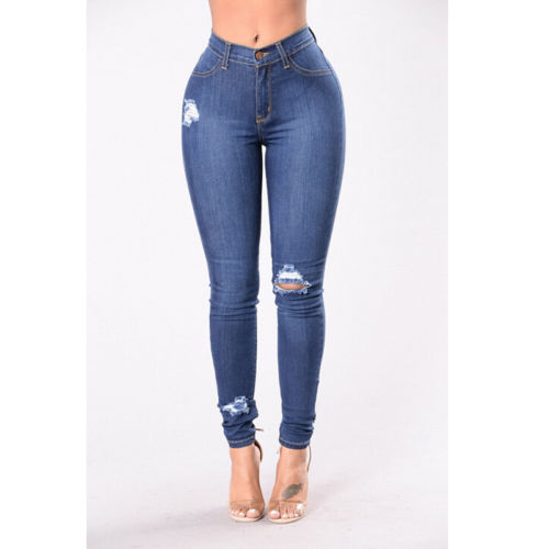 2020 Newest Hot Women Stretch Ripped Distressed Skinny High Waist Denim Pants Shredded Jeans Trousers Slim Jeggings Denim Jeans