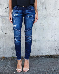 2020 Newest Hot Women Stretch Ripped Distressed Skinny High Waist Denim Pants Shredded Jeans Trousers Slim Jeggings Denim Jeans
