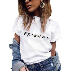 Friends Printing T Shirt Summer Women Short Sleeve Leisure Top Tee Casual Ladies Female T Shirts Plus Size Woman Clothing