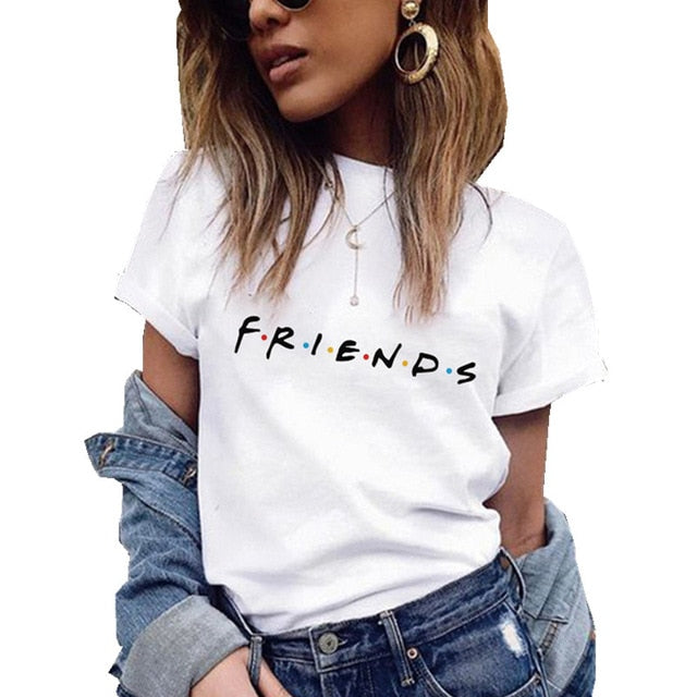 Friends Printing T Shirt Summer Women Short Sleeve Leisure Top Tee Casual Ladies Female T Shirts Plus Size Woman Clothing