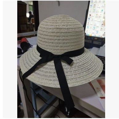 2015 Fashion Seaside Sun Visor Hat Female Summer Sun Hats For Women large Brimmed Straw Sun Hat Folding Beach Girls Wholesale