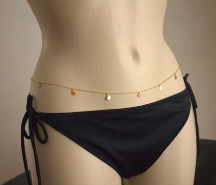 Hot Body Chain Chain In Europe And America Street Beat Fashion Charm Sexy Sequined Gold Waist Chain Waist Body Jewely Gift