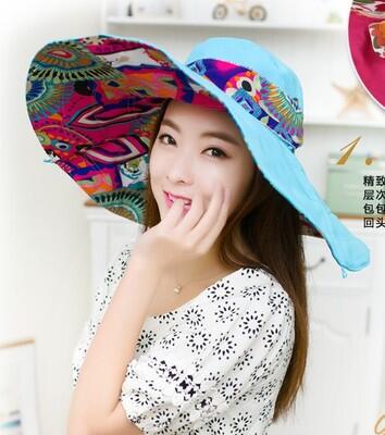 [SUOGRY] 2017 Fashion Design Flower Foldable Brimmed Sun Hat Summer Hats for Women UV Protection Free Shipping