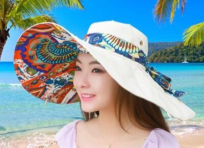 [SUOGRY] 2017 Fashion Design Flower Foldable Brimmed Sun Hat Summer Hats for Women UV Protection Free Shipping