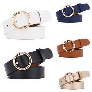 None Round Women Solid Fashion Buckle Waist Casual Shape Belt 2019 New Simple Circle Pin Buckles Belt Boho Waistband
