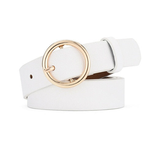 None Round Women Solid Fashion Buckle Waist Casual Shape Belt 2019 New Simple Circle Pin Buckles Belt Boho Waistband