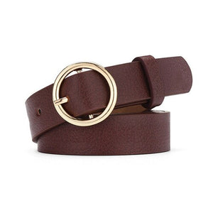 None Round Women Solid Fashion Buckle Waist Casual Shape Belt 2019 New Simple Circle Pin Buckles Belt Boho Waistband