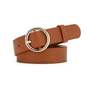None Round Women Solid Fashion Buckle Waist Casual Shape Belt 2019 New Simple Circle Pin Buckles Belt Boho Waistband