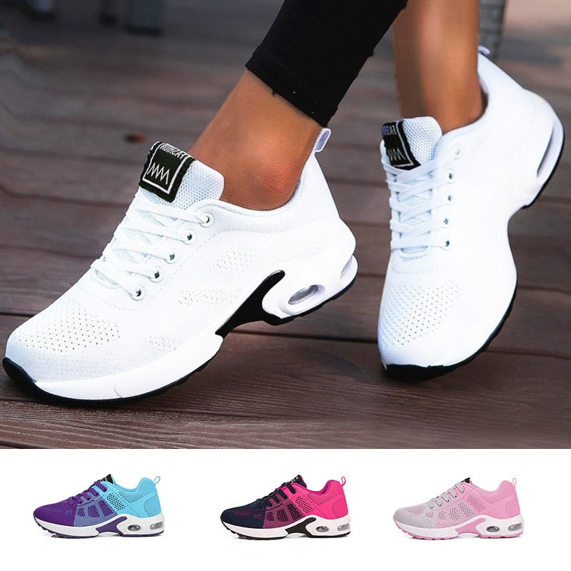 Ladies Trainers Casual Mesh Sneakers Pink Women Flat Shoes Lightweight Soft Sneakers Breathable Footwear Basket Shoes Plus Size