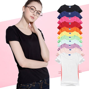 2020 Summer High Quality 15 Color S-2XL Plain T Shirt Women Cotton Elastic Basic Tshirt Woman Casual Tops Short Sleeve T-shirt