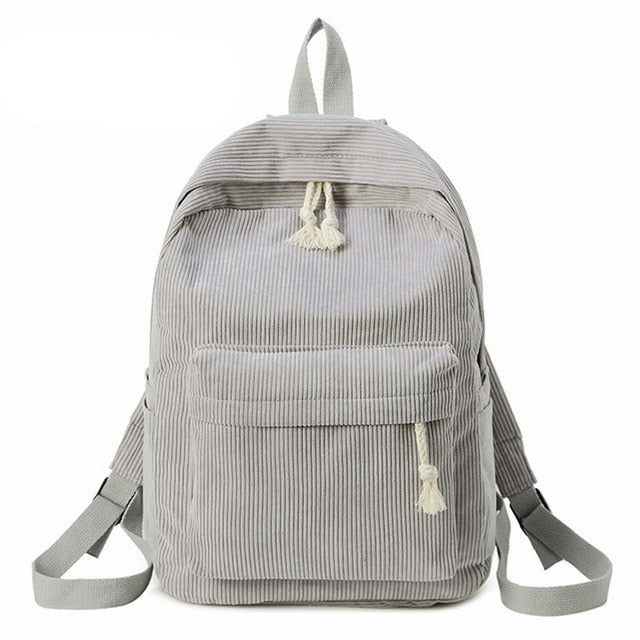 Preppy Style Soft Fabric Backpack Female Corduroy Design School Backpack For Teenage Girls Striped Backpack Women Velvet Screen