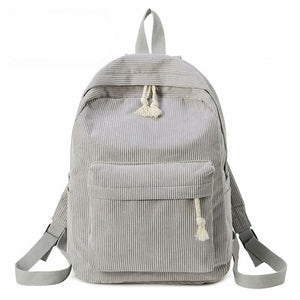 Preppy Style Soft Fabric Backpack Female Corduroy Design School Backpack For Teenage Girls Striped Backpack Women Velvet Screen