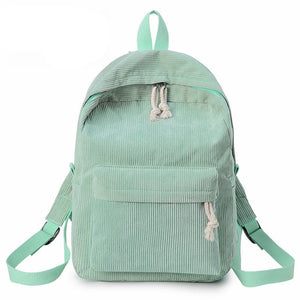 Preppy Style Soft Fabric Backpack Female Corduroy Design School Backpack For Teenage Girls Striped Backpack Women Velvet Screen