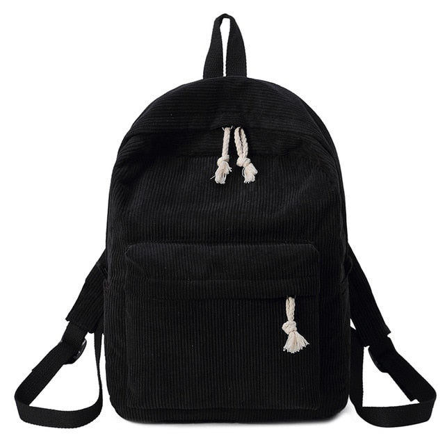 Preppy Style Soft Fabric Backpack Female Corduroy Design School Backpack For Teenage Girls Striped Backpack Women Velvet Screen
