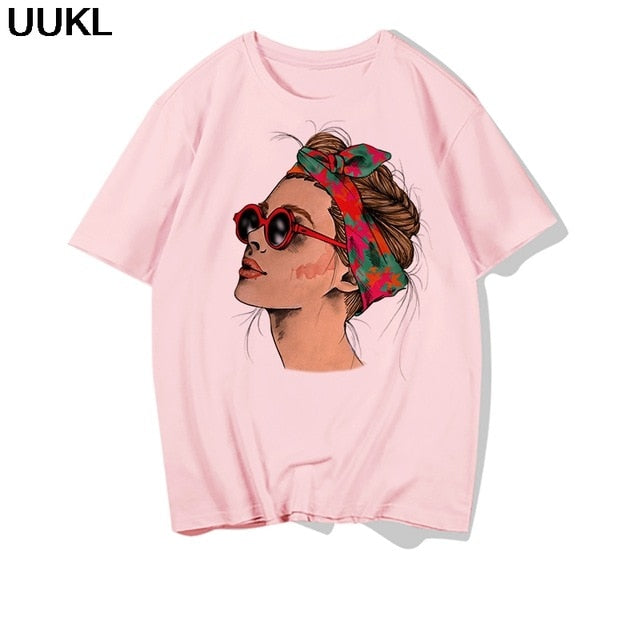 UUKL Shirts Women 2020 Summer T Shirt Harajuku Fashion Cool Female T-shirt Leisure Streetwear Aesthetic Tshirt Tops Pink Shirt