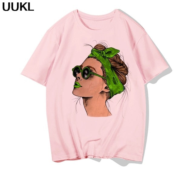 UUKL Shirts Women 2020 Summer T Shirt Harajuku Fashion Cool Female T-shirt Leisure Streetwear Aesthetic Tshirt Tops Pink Shirt