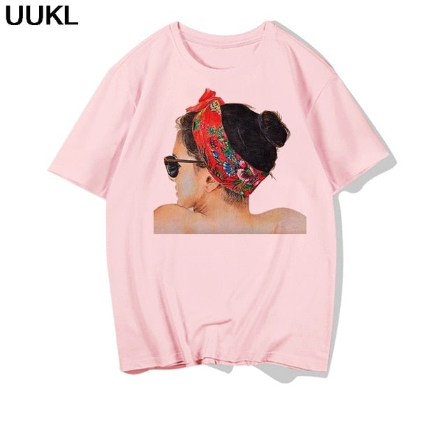 UUKL Shirts Women 2020 Summer T Shirt Harajuku Fashion Cool Female T-shirt Leisure Streetwear Aesthetic Tshirt Tops Pink Shirt