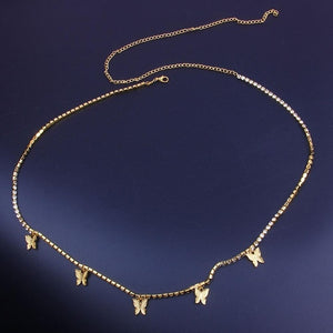 Stonefans Sexy Body Jewelry Rhinestone Tennis Waist Chain for Women Beach Charm Bikini Belly Chain Butterfly Waist Chain Belt