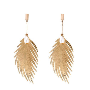 HONGYE Fashion Jewelry Dubai Long Dangling Earrings Femme   Feather Leaves Shape Big Eardrops For Women Brincos 2020