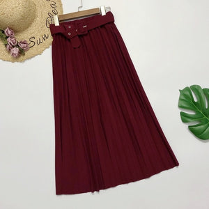 Elegant skirt womens 2020 Autumn  High-Waisted Pleated Skirt Multicolor Long Commute A- line midi Skirt womens Office Lady
