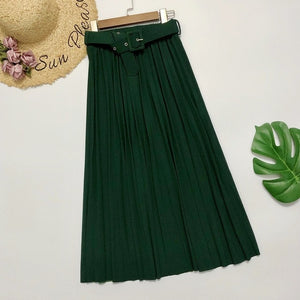 Elegant skirt womens 2020 Autumn  High-Waisted Pleated Skirt Multicolor Long Commute A- line midi Skirt womens Office Lady