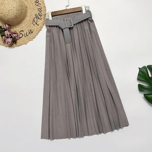 Elegant skirt womens 2020 Autumn  High-Waisted Pleated Skirt Multicolor Long Commute A- line midi Skirt womens Office Lady