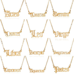 Modyle 2020 New Constellation Zodiac Necklaces Jewelry for Women Antique Style Designed Letter Taurus Aries Necklaces Collier