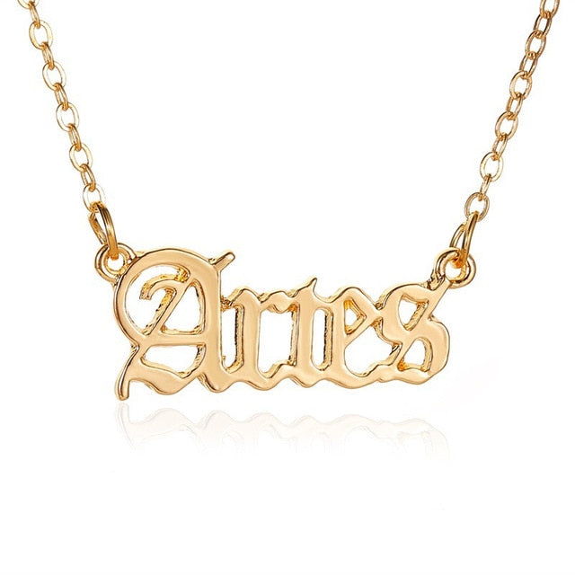 Modyle 2020 New Constellation Zodiac Necklaces Jewelry for Women Antique Style Designed Letter Taurus Aries Necklaces Collier