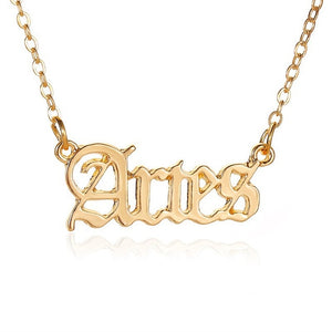 Modyle 2020 New Constellation Zodiac Necklaces Jewelry for Women Antique Style Designed Letter Taurus Aries Necklaces Collier