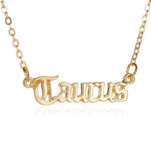 Modyle 2020 New Constellation Zodiac Necklaces Jewelry for Women Antique Style Designed Letter Taurus Aries Necklaces Collier