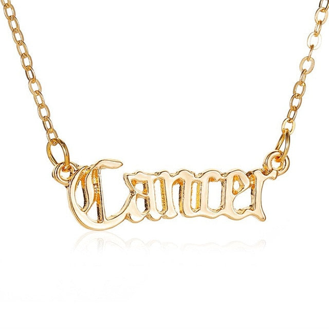 Modyle 2020 New Constellation Zodiac Necklaces Jewelry for Women Antique Style Designed Letter Taurus Aries Necklaces Collier