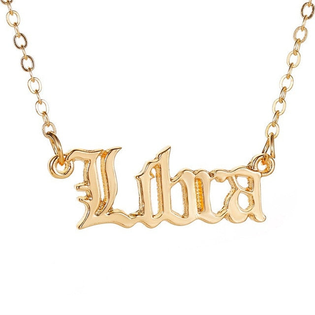 Modyle 2020 New Constellation Zodiac Necklaces Jewelry for Women Antique Style Designed Letter Taurus Aries Necklaces Collier