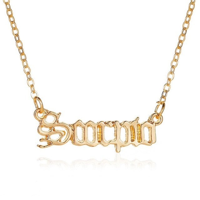 Modyle 2020 New Constellation Zodiac Necklaces Jewelry for Women Antique Style Designed Letter Taurus Aries Necklaces Collier