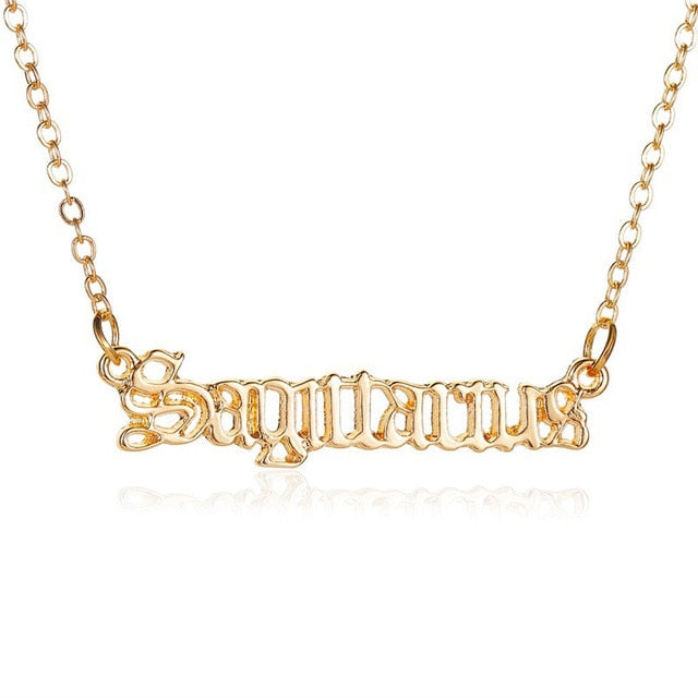 Modyle 2020 New Constellation Zodiac Necklaces Jewelry for Women Antique Style Designed Letter Taurus Aries Necklaces Collier