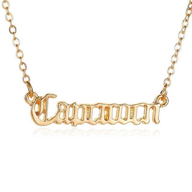 Modyle 2020 New Constellation Zodiac Necklaces Jewelry for Women Antique Style Designed Letter Taurus Aries Necklaces Collier