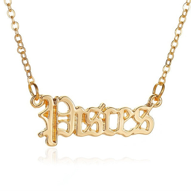 Modyle 2020 New Constellation Zodiac Necklaces Jewelry for Women Antique Style Designed Letter Taurus Aries Necklaces Collier