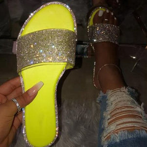 Summer Shoes Women Sandals 2020 Bling Flat Rhinestone Ladies Beach Sandles Designer Luxury Sandalias Mujer Sandels
