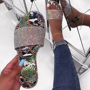 Summer Shoes Women Sandals 2020 Bling Flat Rhinestone Ladies Beach Sandles Designer Luxury Sandalias Mujer Sandels