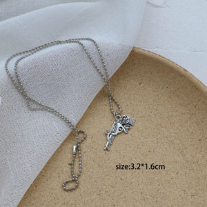 Retro Pistol Handcuffs Gun Pendant Necklace For women Punk Antique Weapon Alloy Beads Chains Jewelry Party Gifts
