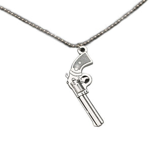 Retro Pistol Handcuffs Gun Pendant Necklace For women Punk Antique Weapon Alloy Beads Chains Jewelry Party Gifts
