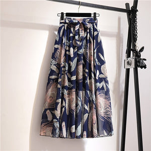 Surmiitro Long Skirt Women For 2020 Spring Summer Ladies Korean White Black Chiffon Sun School High Waist Midi Skirt Female