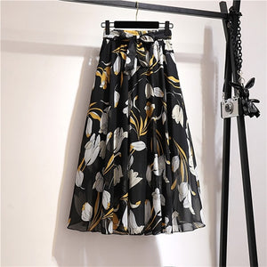Surmiitro Long Skirt Women For 2020 Spring Summer Ladies Korean White Black Chiffon Sun School High Waist Midi Skirt Female